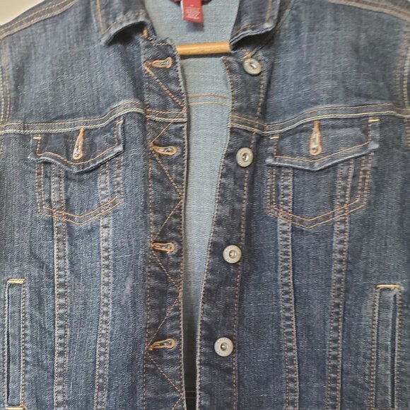 Arizona Jeans Dark Wash Juniors Crop Jean Jacket - Picture 2 of 6